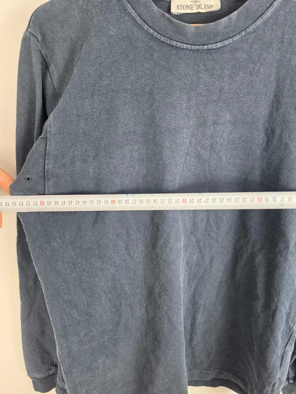 Stone Island Navy Stone-Wash Compass Patch Crew Neck Sweatshirt – Size M