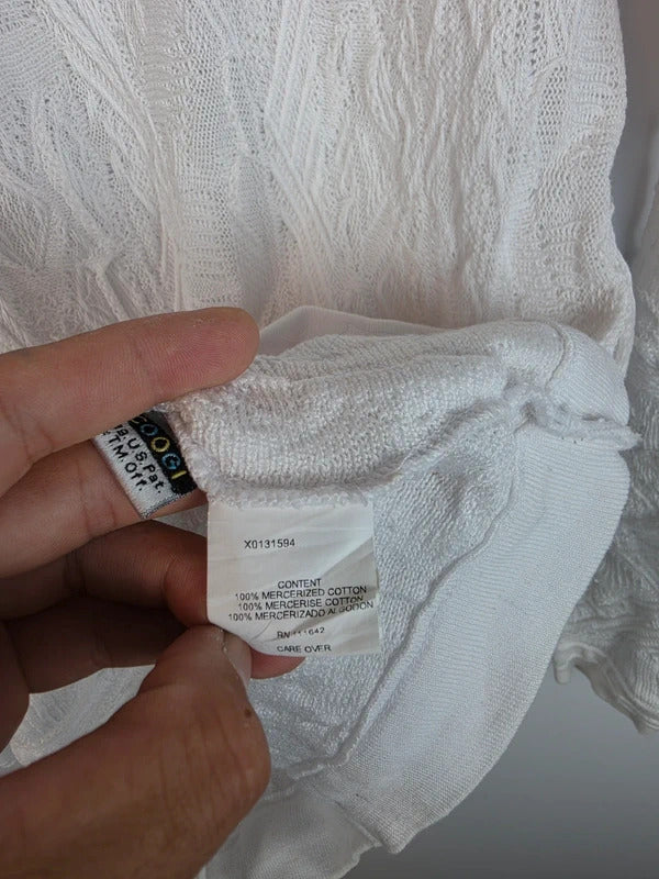 Vintage Coogi Australia Textured 3D Knit Jumper White - Size S