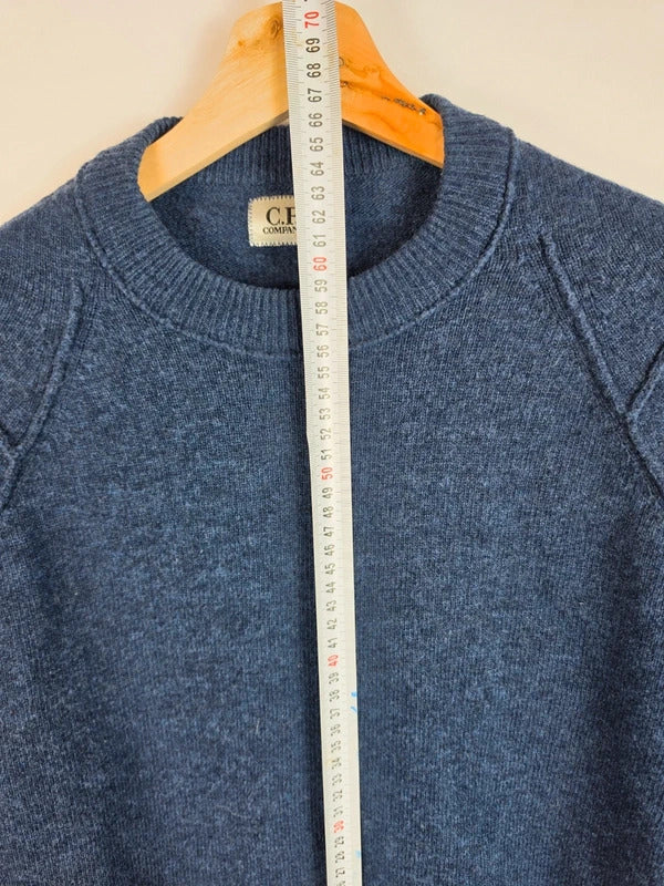 CP Company Vintage Lens Wool Knit Jumper Navy Blue Size 48