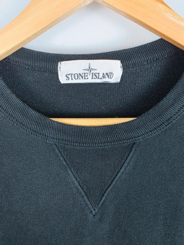 Stone Island Black Crewneck Sweatshirt Size L Classic Badge SS18