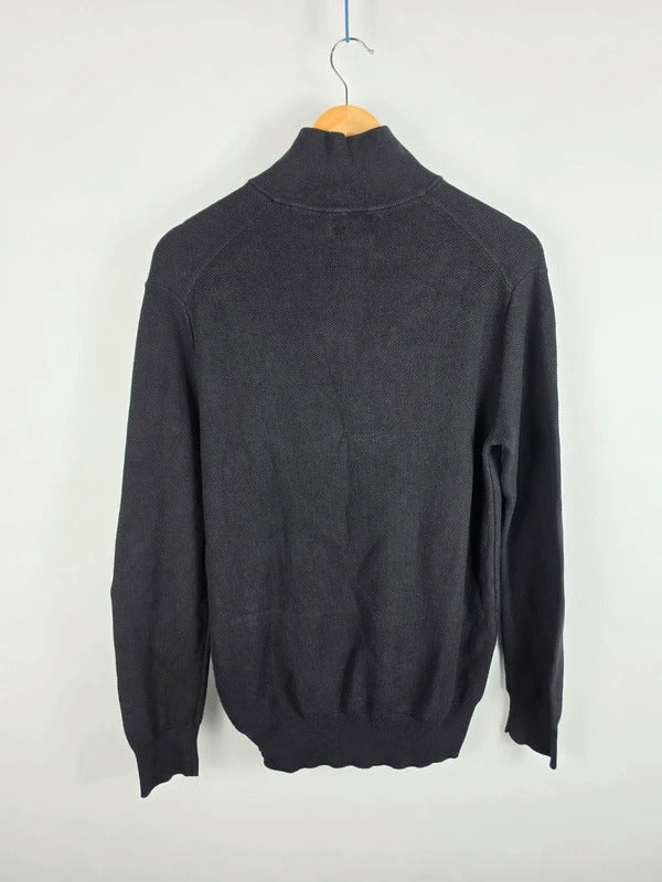 Polo Ralph Lauren Black Pima Cotton Quarter-Zip Jumper – Size S