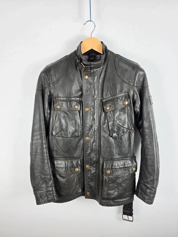 Belstaff Panther 1966 Black Leather Field Jacket – IT 42 / UK 10, Gold Label