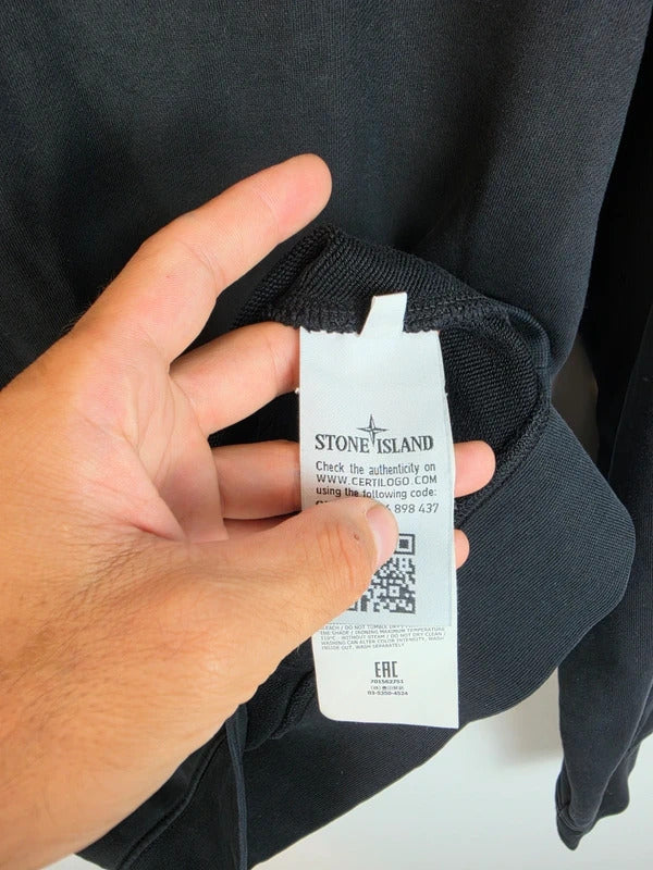Stone Island Garment Dyed Black Jumper Sweatshirt - Mens XL