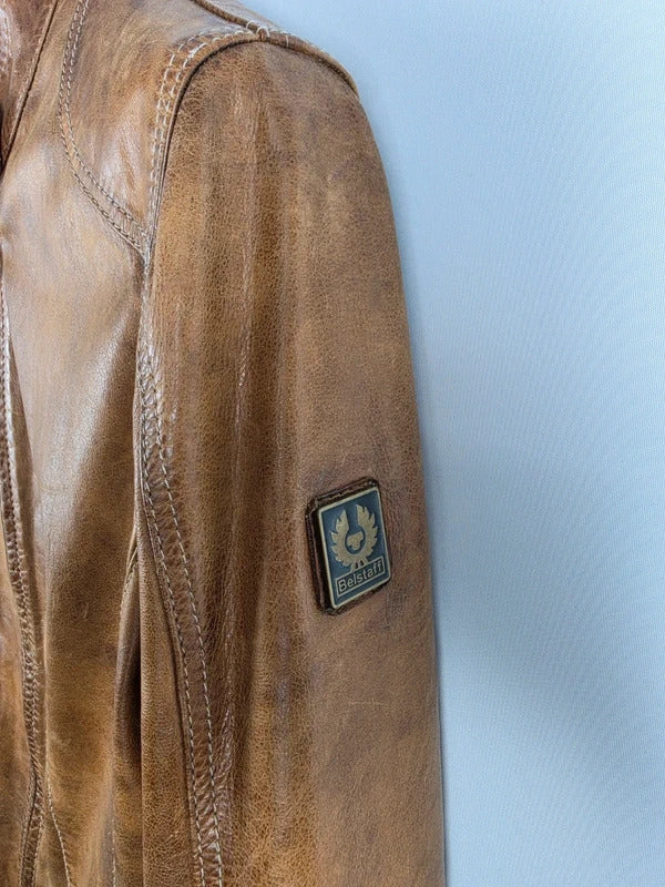 Belstaff Naima Gold Label Brown Leather Racer Jacket – IT 40 / UK 8