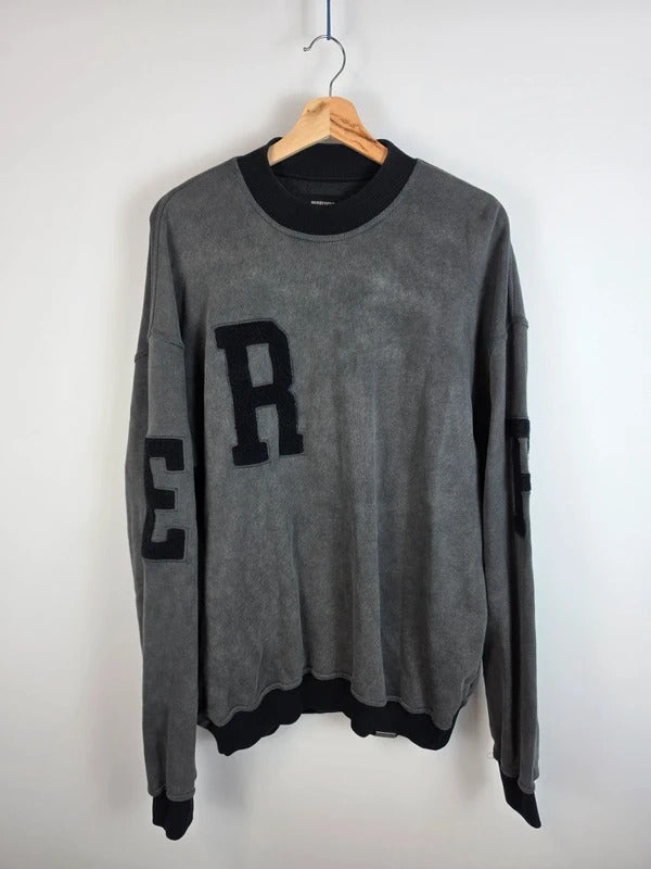 Represent Oversized Clo Varsity Letter Patch Wash Sweatshirt Black Grey M