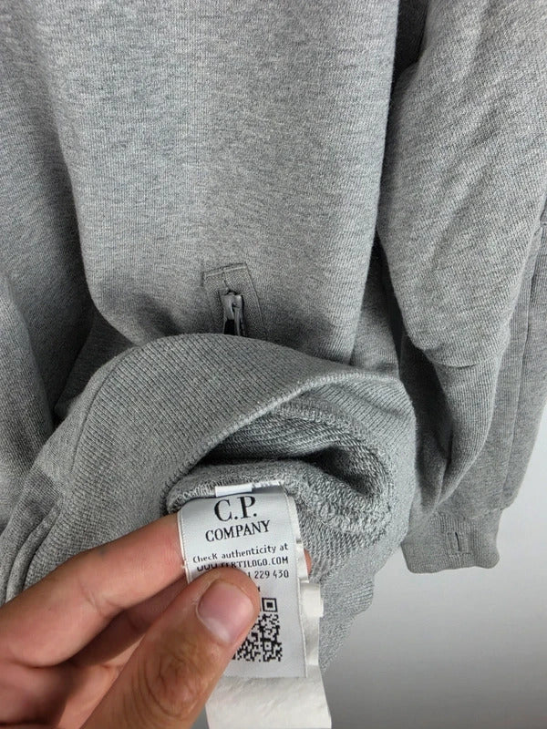 C.P. Company Grey Half-Zip Lens Sleeve Jumper – Size M