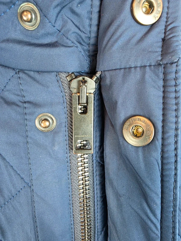 Vintage Burberry Quilted Jacket Men's Navy Fleece Lined Coat - Size M