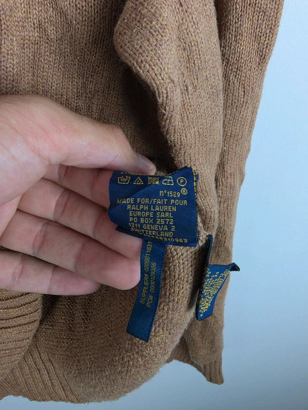 Polo Ralph Lauren Cotton Quarter-Zip Sweater Camel – Size L