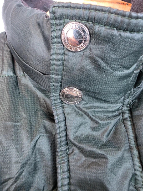Burberry Brit Down Puffer Jacket Dark Forest Green Nova Check Lined Mens XXL