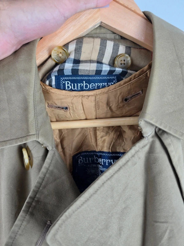 Burberrys Long Trench Coat – Honey, Wool Liner, Size 16 Long, Made in England