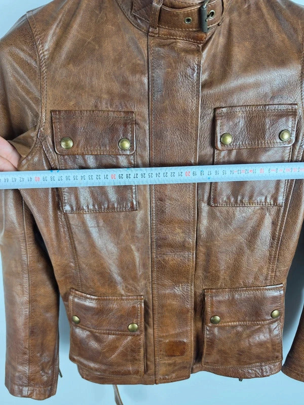 Belstaff Triumph 2.0 Brown Leather Biker Jacket – IT 38 / UK 6