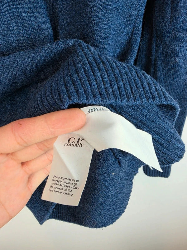 CP Company Vintage Lens Wool Knit Jumper Navy Blue Size 48