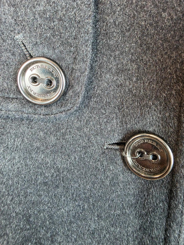Burberry London Wool Cashmere Double Breasted Trench Coat Charcoal Grey UK 6 XS
