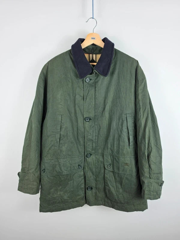 Vintage Burberrys Green Field Jacket Nova Check Lining – Size 50 XL