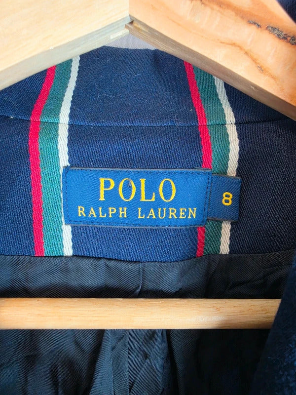 Polo Ralph Lauren Regatta Stripe Crest Wool Blend Blazer - Size 8