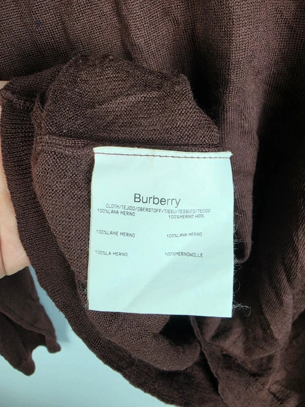 Burberry London Brown Merino Wool Quarter-Zip Jumper – Size 6 (fits L)