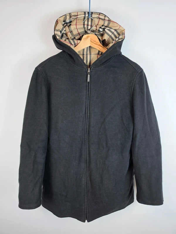Burberry Reversible Hooded Jacket Nova Check Black Size 46 Medium