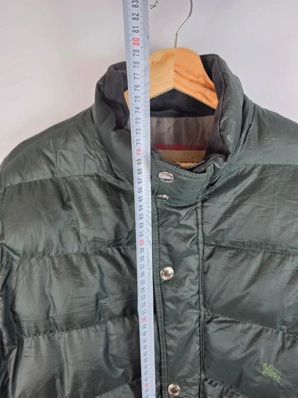 Burberry Brit Down Puffer Jacket Dark Forest Green Nova Check Lined Mens XXL