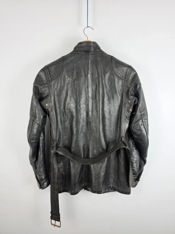 Belstaff Panther 1966 Black Leather Field Jacket – IT 42 / UK 10, Gold Label