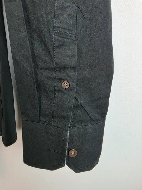 Burberry London Slim Fit Black Shirt, Nova Check Lining - Men's Small