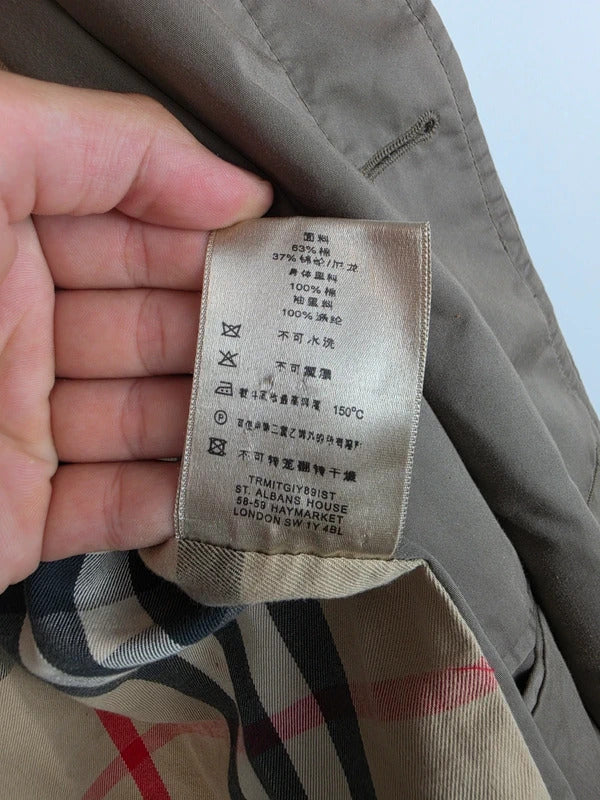 Burberry London Trench Coat Beige Khaki Men Size 52 - Large