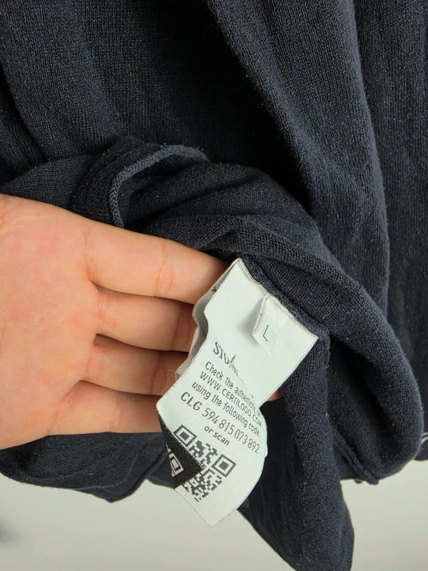 Stone Island Navy Fine Knit Compass Patch Crewneck Jumper – Size L