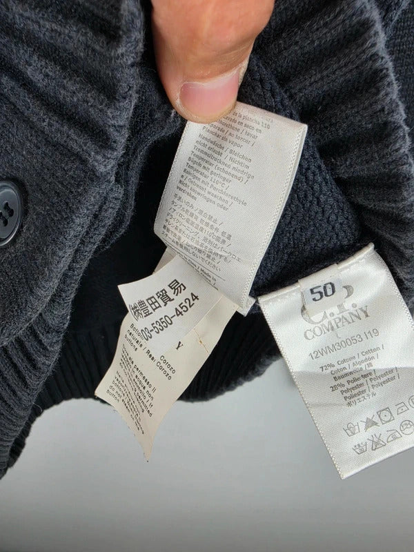 C.P. Company AW12 Heavy Knit Cardigan Shawl Collar Charcoal Gray Size 50 M