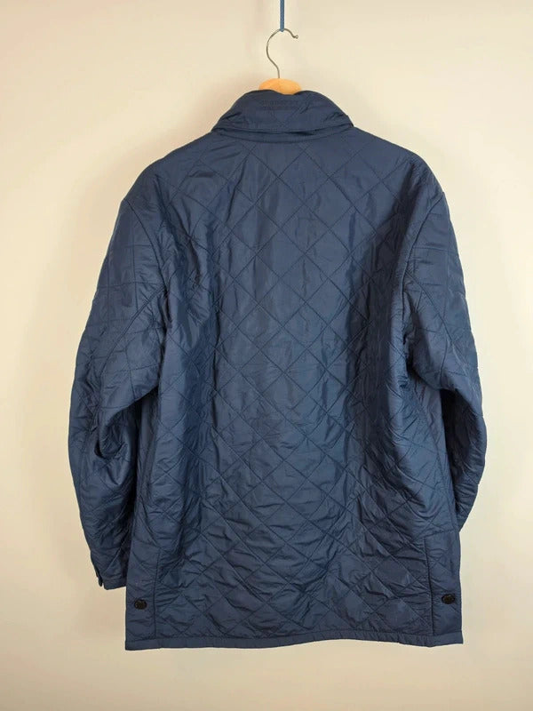 Vintage Burberry Quilted Jacket Men's Navy Fleece Lined Coat - Size M