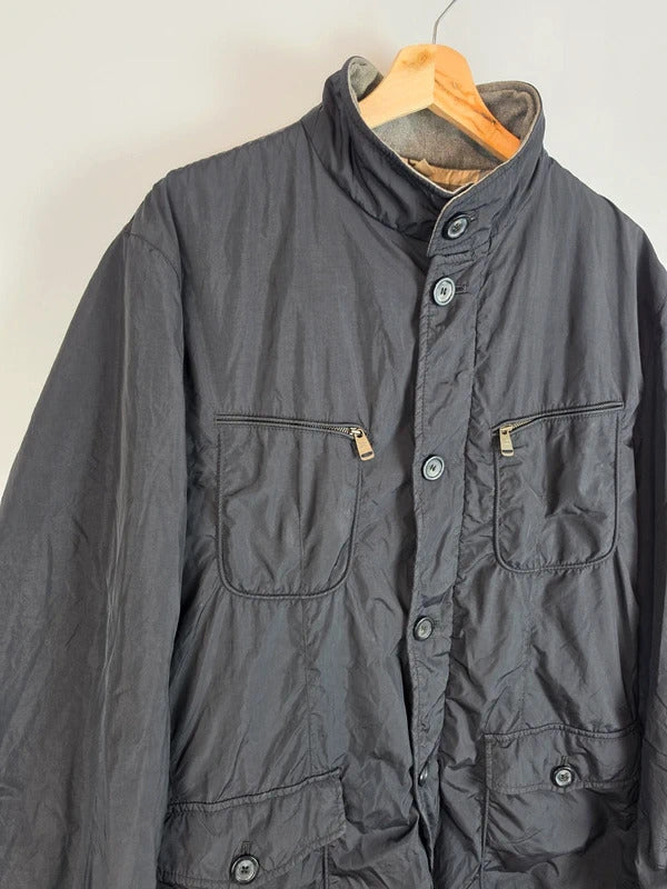 Vintage Burberry London Field Jacket Nova Check Lined Utility Coat Black Size L