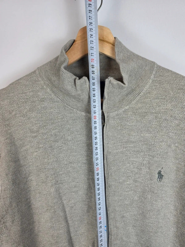 Polo Ralph Lauren Grey Pima Cotton Full Zip Knit Jacket Size L