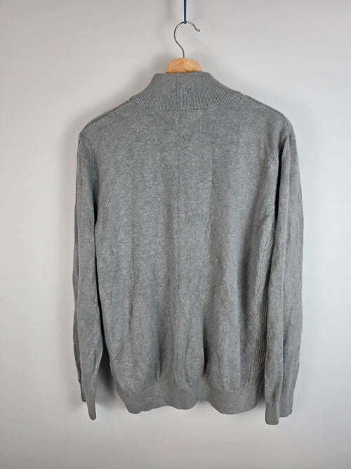 Barbour 100% Cotton 1/4 Zip Jumper Grey Melange - Size XL