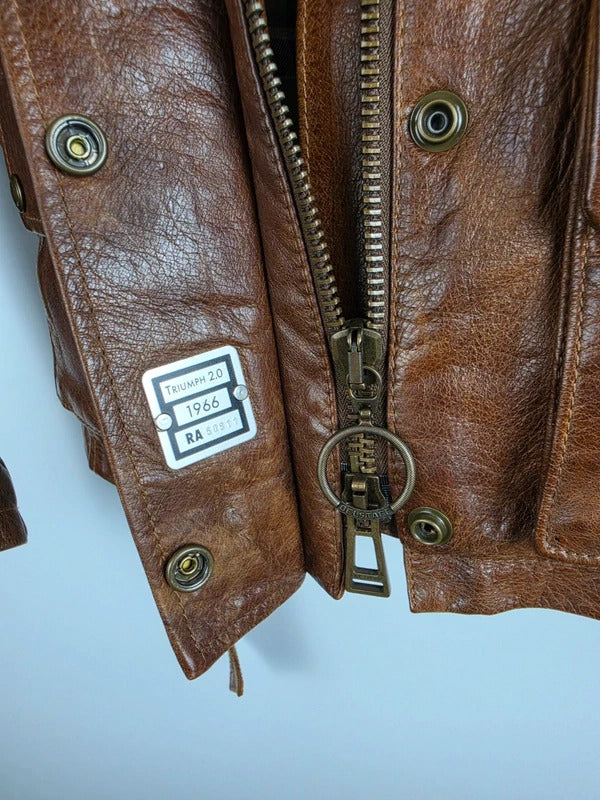 Belstaff Triumph 2.0 Brown Leather Biker Jacket – IT 38 / UK 6