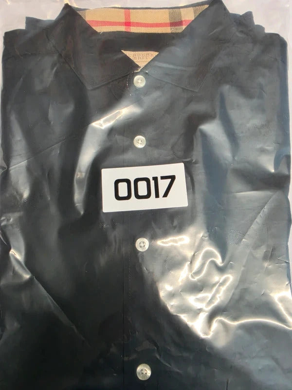 Burberry Brit Black Long Sleeve Shirt, Size Medium - Nova Check Collar