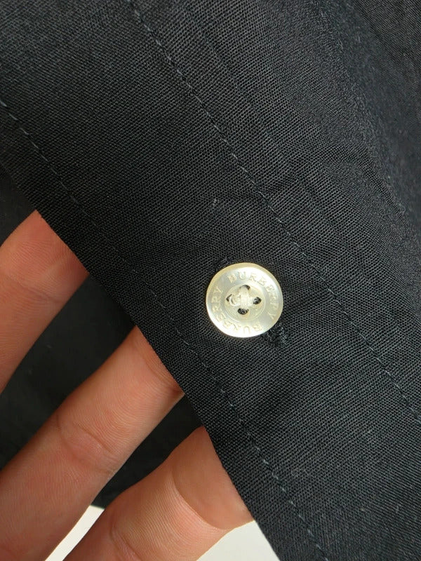 Burberry Brit Black Long Sleeve Shirt, Size Medium - Nova Check Collar