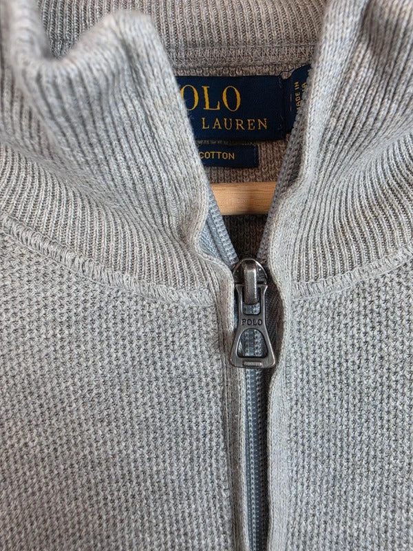 Polo Ralph Lauren Grey Pima Cotton Full Zip Knit Jacket Size L