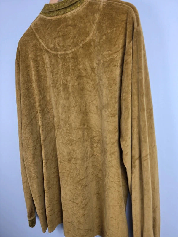 Chemise Lacoste Mustard Velour Long-Sleeve Polo – Size XL
