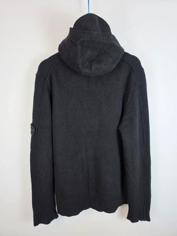 Vintage Stone Island AW 2009 Peaked Hood Wool Zip Cardigan Black XL