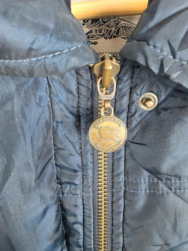 Vintage Burberrys Navy Quilted Jacket – Nova Check Lined, Size 44 ( L )