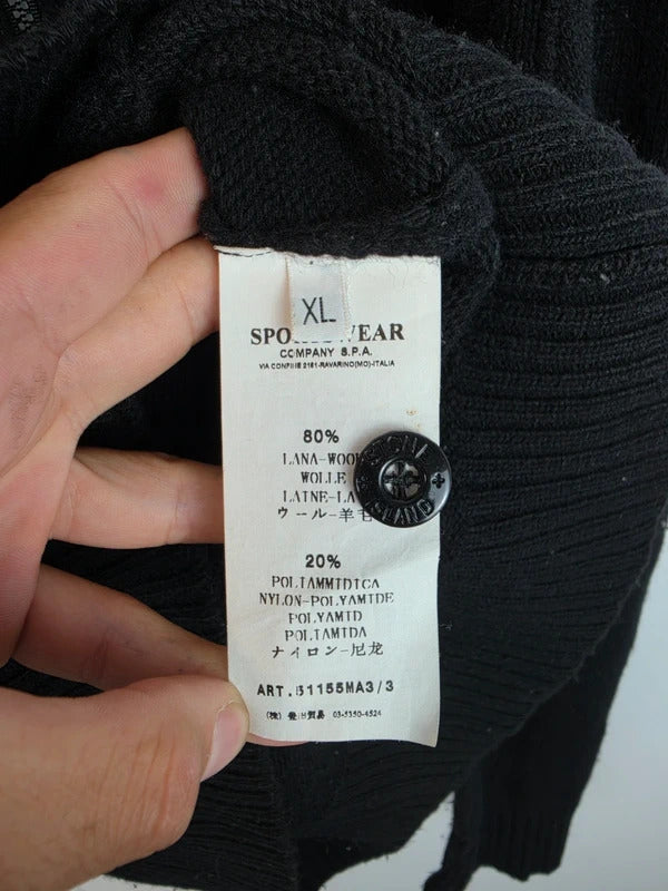 Vintage Stone Island AW 2009 Peaked Hood Wool Zip Cardigan Black XL
