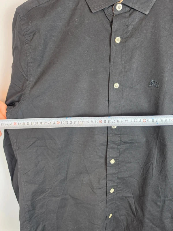 Burberry Brit Black Long Sleeve Shirt, Size Medium - Nova Check Collar