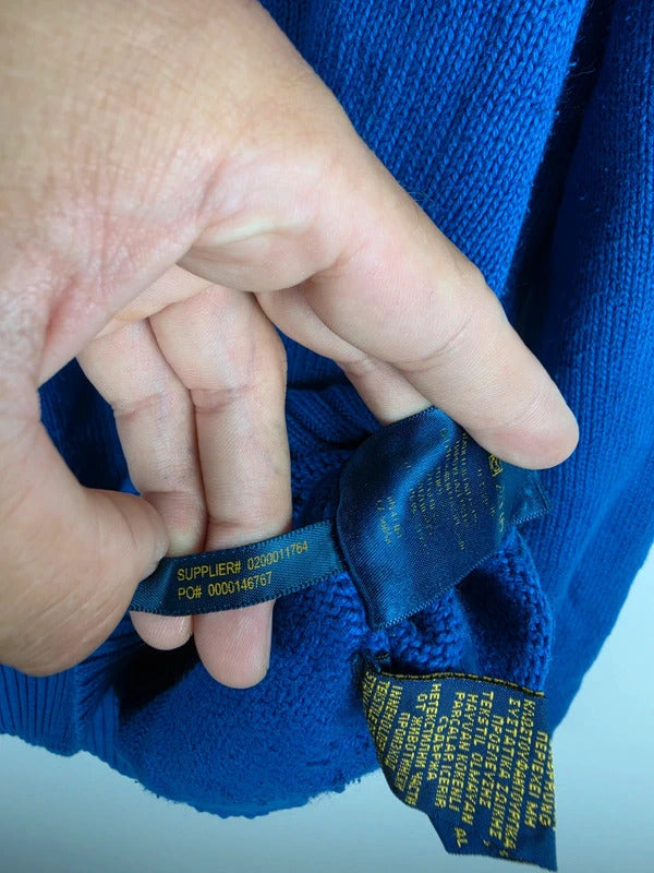 Polo Ralph Lauren Blue Knit Quarter-Zip Jumper – Size L