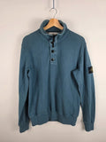 Stone Island Slate Blue Button-Zip Funnel Neck Jumper – Size L