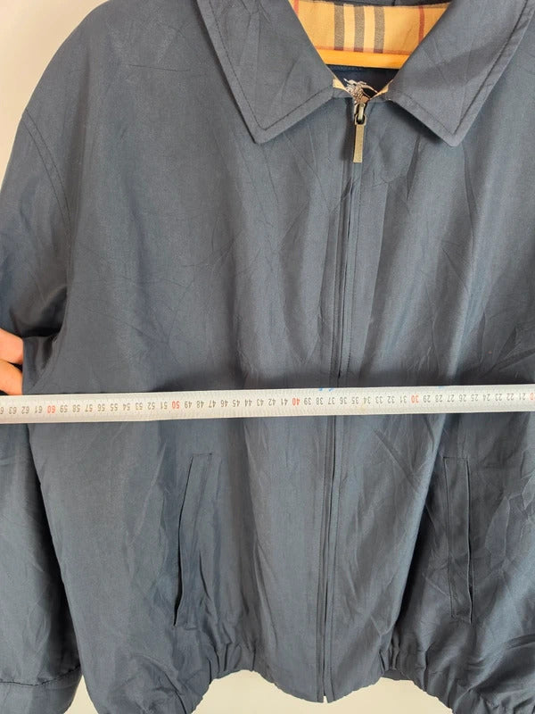 Burberry London Navy Harrington Jacket Nova Check Lined Size 52 Large