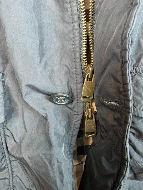 Vintage Burberry London Field Jacket Nova Check Lined Utility Coat Black Size L