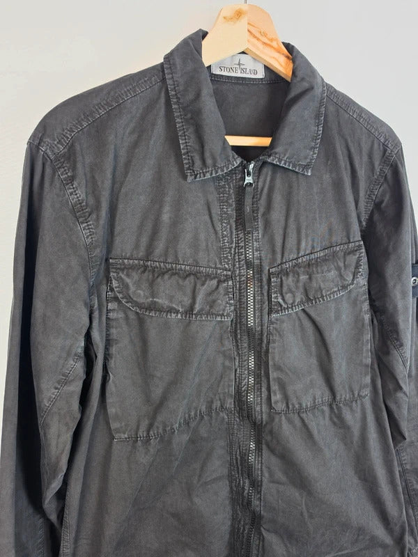 Stone Island Cotton Overshirt Jacket Dark Grey Charcoal - Medium