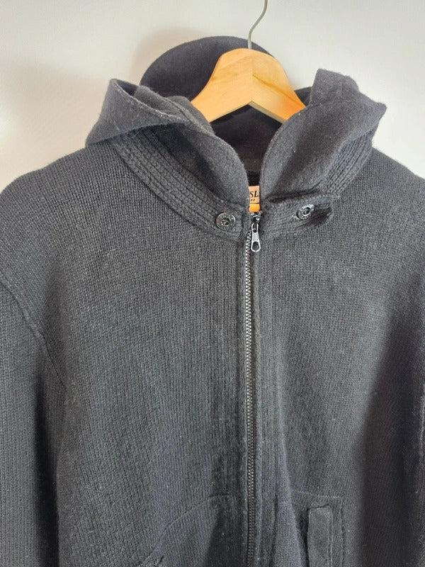 Vintage Stone Island AW 2009 Peaked Hood Wool Zip Cardigan Black XL