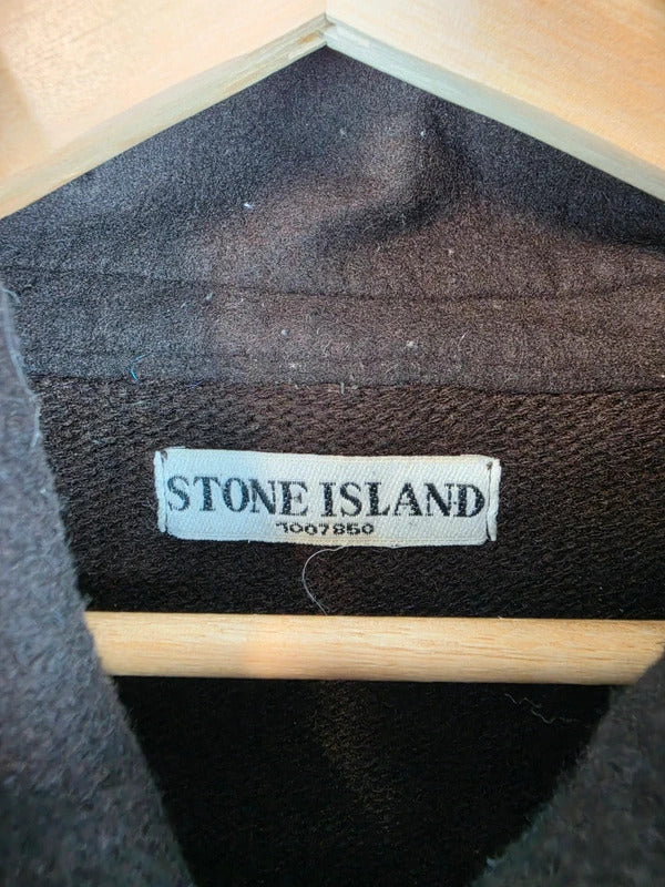 Stone Island AW 2008 Heavyweight Full Zip Hooded Knit Jumper, Dark Brown XXL
