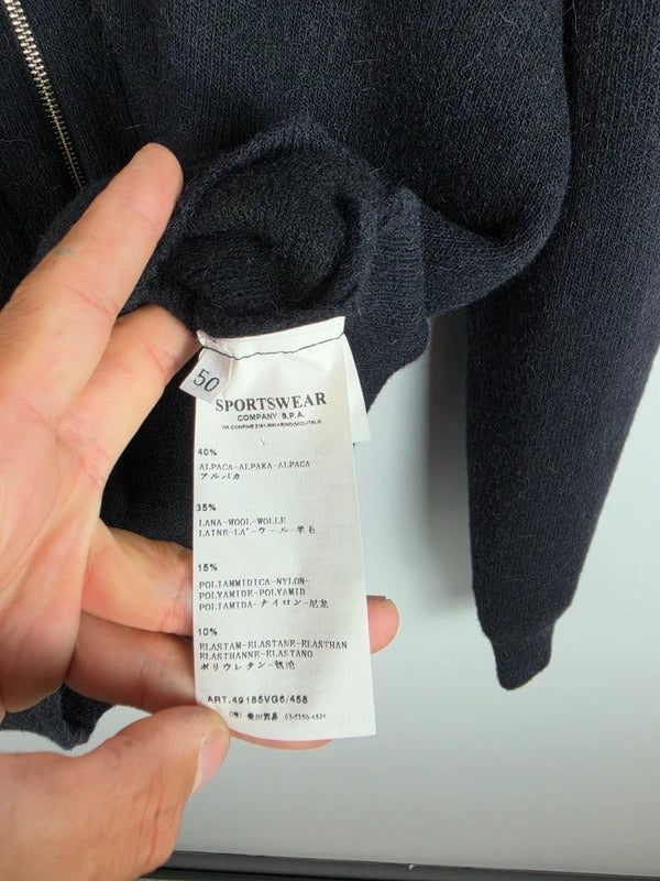 Vintage C.P. Company AW08 Alpaca Blend Full-Zip Knit Jacket, Dark Navy – Size 50 (L)