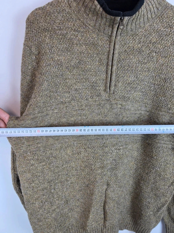 Pendleton Washable Shetland Wool Half Zip Knit Jumper - Large
