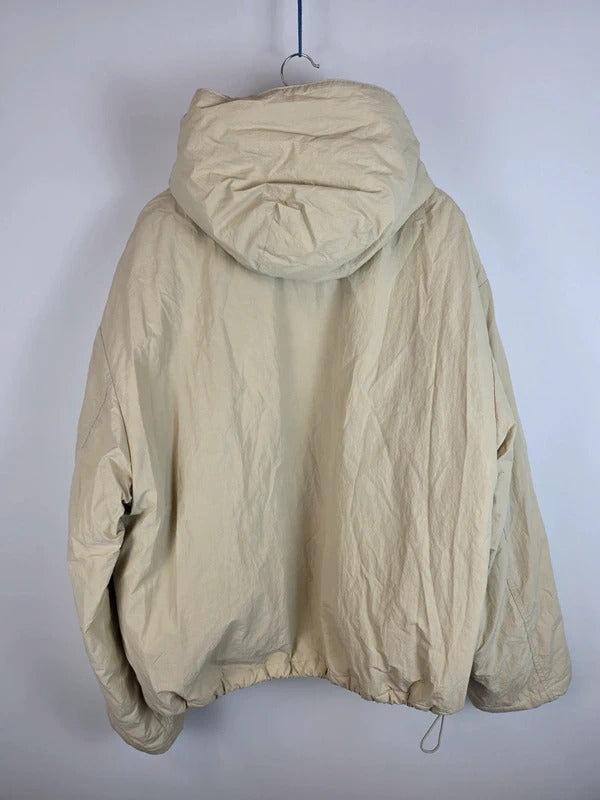 Represent Oversized Padded Nylon Anorak Hoodie Jacket Cream Beige L